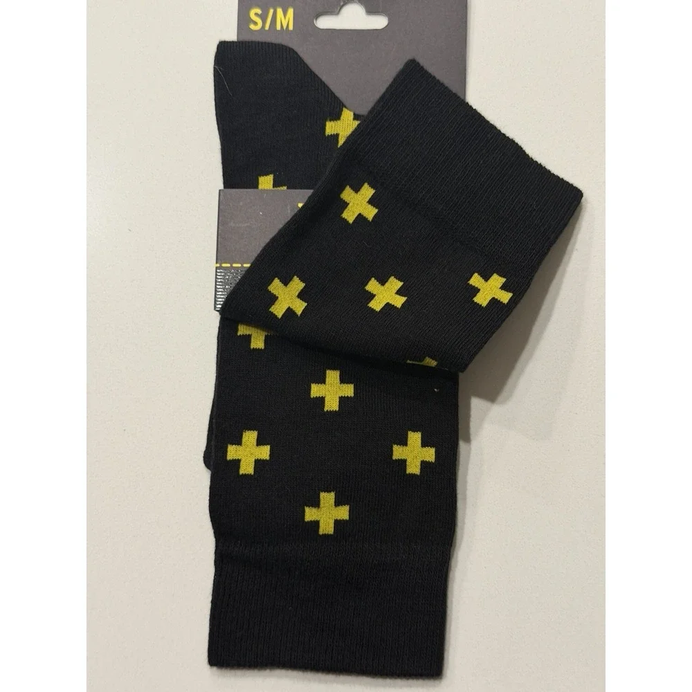 Dr Martens AC623018 Cross Logo Black Yellow Cotton Blend Crew Socks S/M NWT